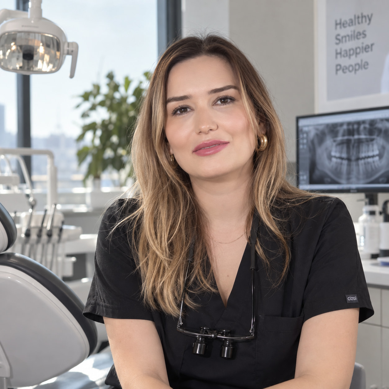Dr. Dt. Şeyma Kılıçarslan, kliniğinde